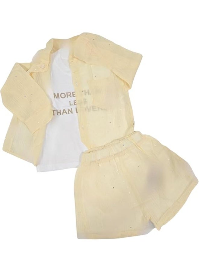 MINIIMODZ MINII MODZ Sparkle Breeze Girls Set – Stylish Party & Casual Wear | Ethnic Diwali Dress, Picnic Outfit | T-shirt & Short Set for Girls - Image 1